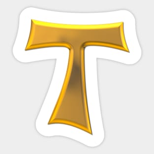 Golden 3-D look Franciscan Tau Cross Sticker